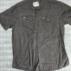 Marc‎ Ecko Gray Patterned Short Sleeve Shirt